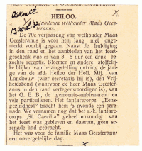 Krantenbericht 70e verjaardag van Adriaan Jan Cornelis MG (1862-1939)
